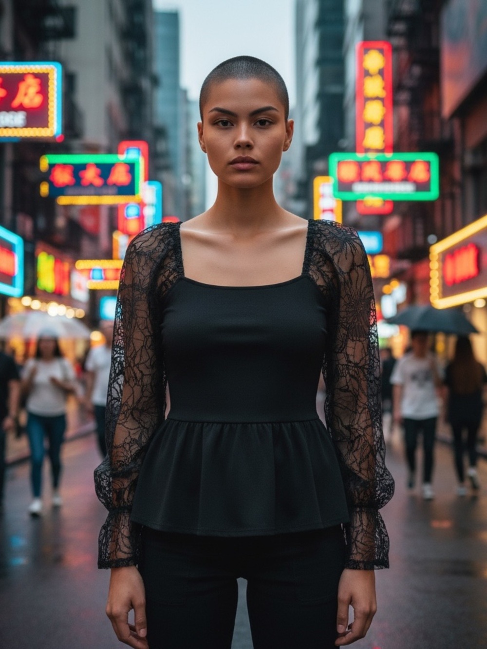 Maurices Black Lace Sleeve Peplum Top